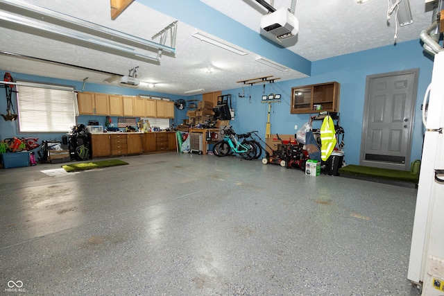 garage with a garage door opener