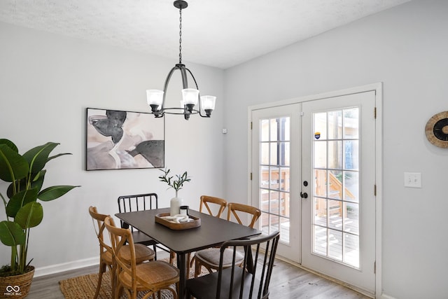 1417 E Michigan St, Indianapolis, IN 46201 - dining room featuring an inviting chandelier, french doors, light wood-style flooring, and a healthy amount of sunlight