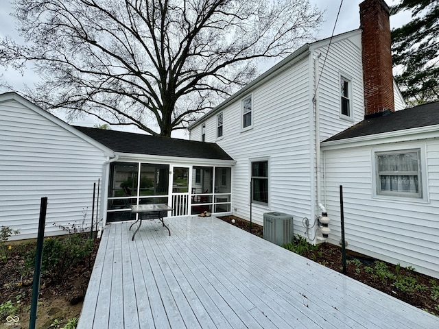2405 Sycamore St, Columbus, IN 47201 - wooden terrace with a sunroom and central air condition unit