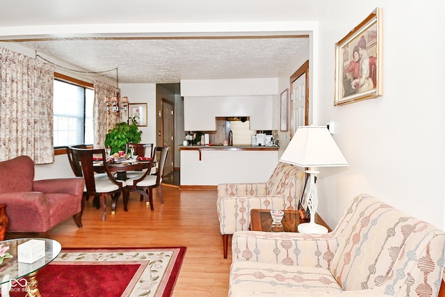 114 E 27th St, Indianapolis, IN 46205 - living room featuring wood finished floors and a textured ceiling