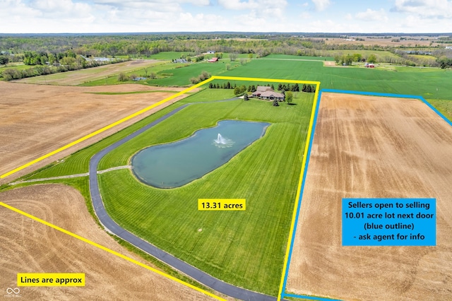 drone / aerial view with a rural view