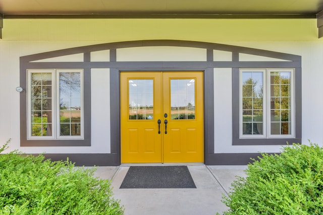 doorway to property with french doors