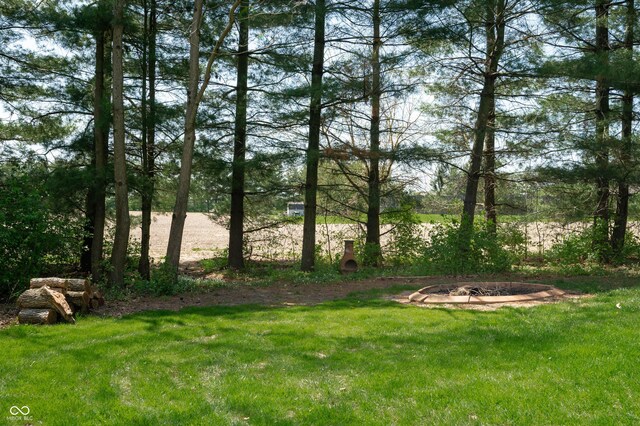 view of yard with an outdoor fire pit
