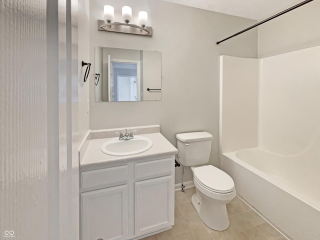 6628 Dunsdin Dr, Plainfield, IN 46168 - bathroom featuring vanity, tile patterned floors, baseboards, toilet, and tub / shower combination