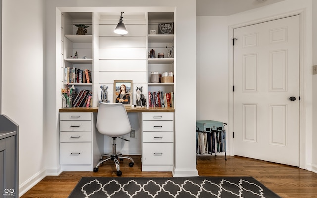 440 E 82nd St, Indianapolis, IN 46240 - office featuring dark wood-style flooring, built in study area, and baseboards