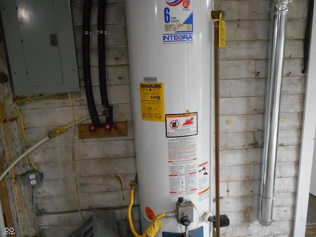 utility room with water heater and electric panel