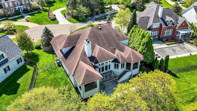 drone / aerial view with a residential view
