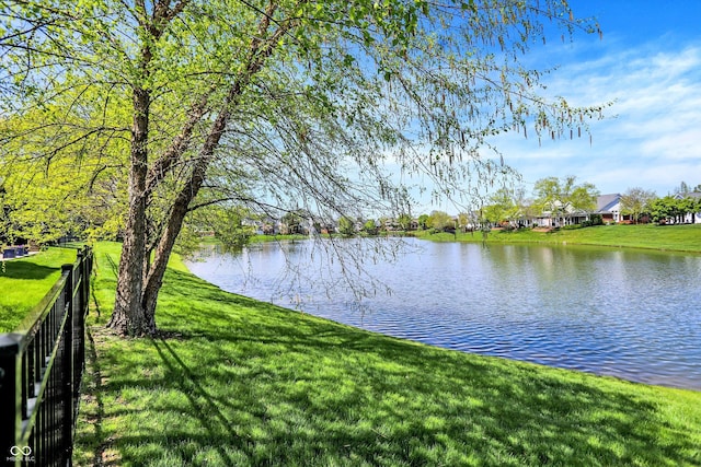 property view of water with fence