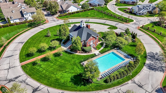 aerial view with a residential view