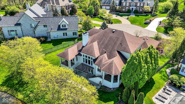 aerial view with a residential view