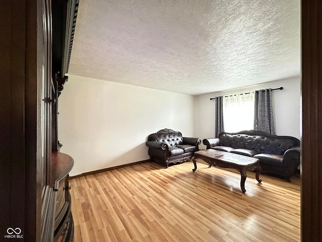 645 Boulder Rd, Indianapolis, IN 46217 - living room featuring a textured ceiling, baseboards, and light wood finished floors