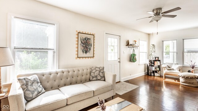 4406 Carrollton Ave, Indianapolis, IN 46205 - living area with wood finished floors and ceiling fan
