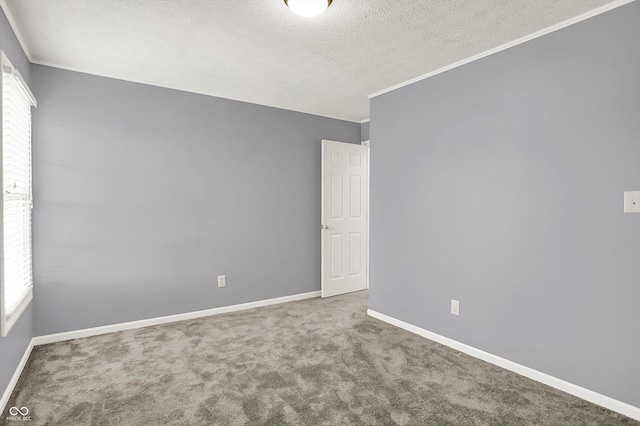10746 Gateway Dr, Fishers, IN 46037 - spare room with plenty of natural light, crown molding, a textured ceiling, baseboards, and carpet floors