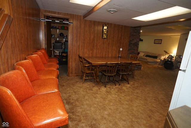 314 Olive St, Batesville, IN 47006 - carpeted dining space with wood walls