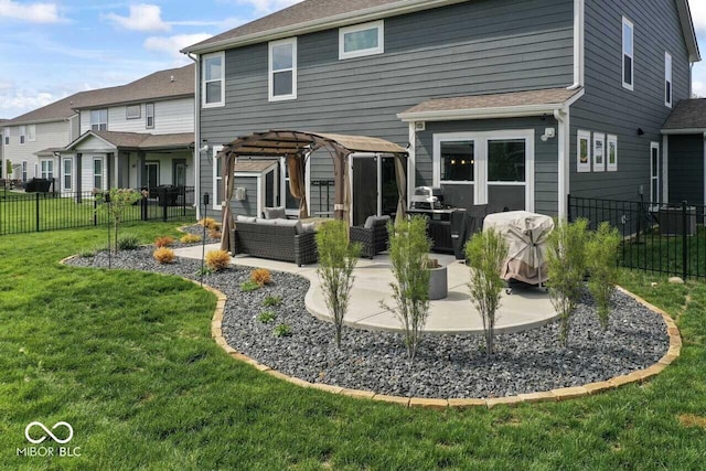 5363 Citadel Dr, Noblesville, IN 46062 - rear view of house with an outdoor living space, a patio area, and a pergola