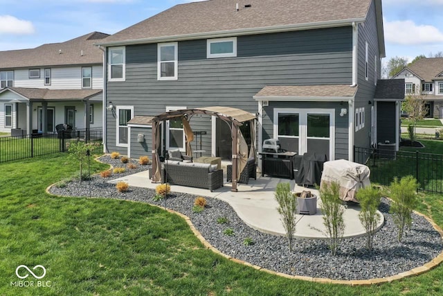 5363 Citadel Dr, Noblesville, IN 46062 - rear view of house featuring outdoor lounge area, a pergola, and a patio