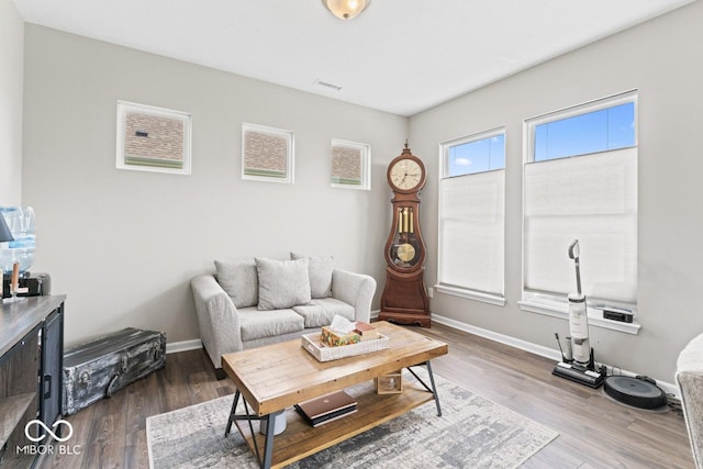 5363 Citadel Dr, Noblesville, IN 46062 - living area featuring dark wood-style flooring and baseboards