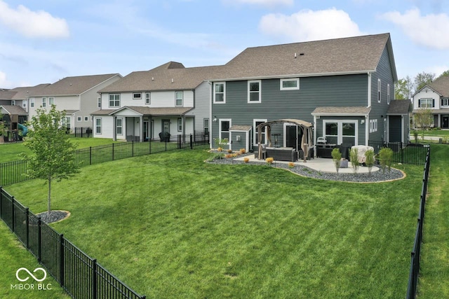 5363 Citadel Dr, Noblesville, IN 46062 - rear view of house featuring a patio, outdoor lounge area, a residential view, and a shingled roof