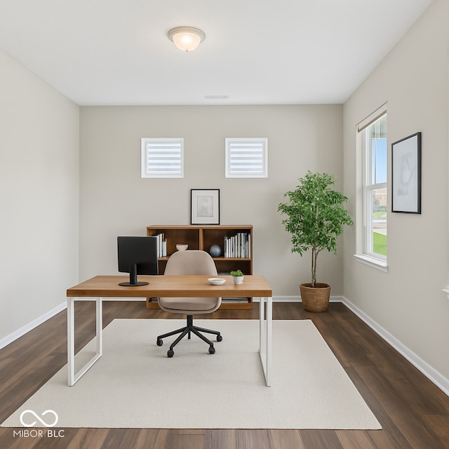 5363 Citadel Dr, Noblesville, IN 46062 - office featuring baseboards and dark wood-style flooring