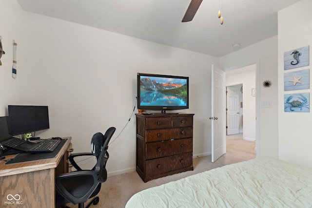 5845 Cresswell Ln, Whitestown, IN 46075 - bedroom with carpet, an office area, baseboards, and ceiling fan