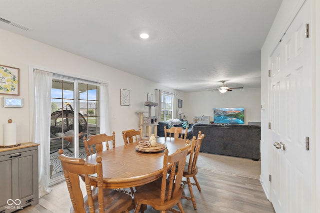 5845 Cresswell Ln, Whitestown, IN 46075 - dining area featuring light wood-style flooring and a ceiling fan