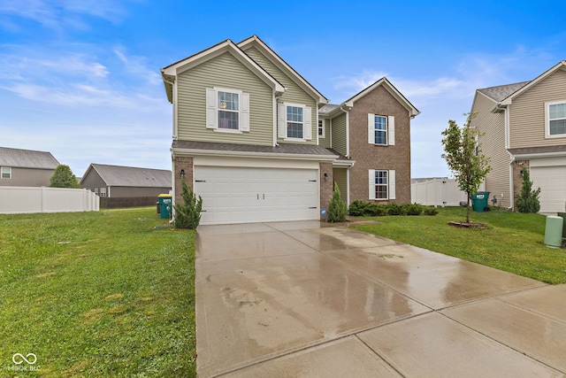5845 Cresswell Ln, Whitestown, IN 46075 - traditional-style home featuring a garage, concrete driveway, and brick siding