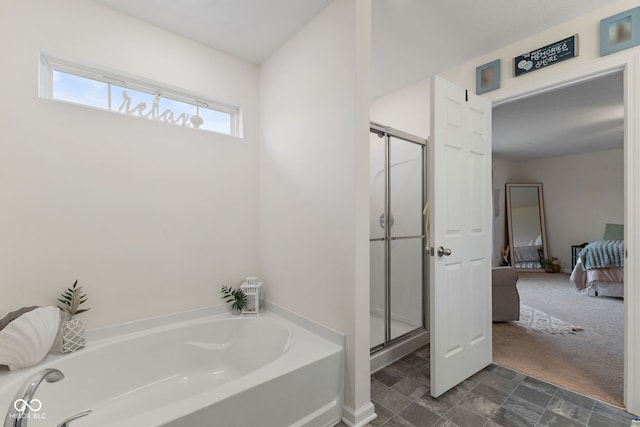 5845 Cresswell Ln, Whitestown, IN 46075 - bathroom with a garden tub, connected bathroom, and a shower stall
