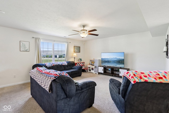 5845 Cresswell Ln, Whitestown, IN 46075 - living room featuring carpet and a ceiling fan