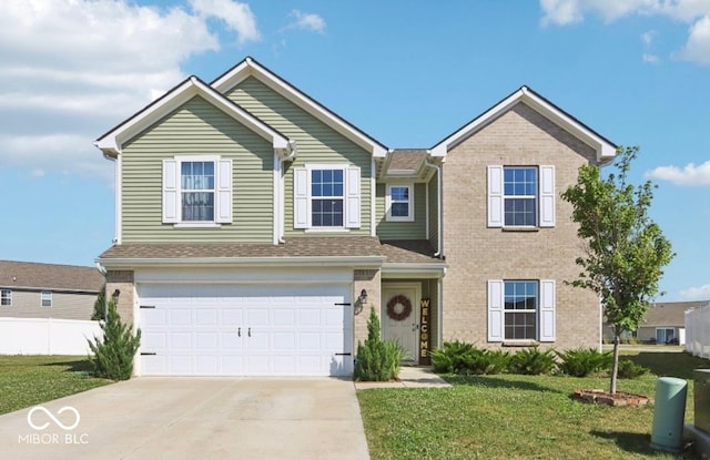 5845 Cresswell Ln, Whitestown, IN 46075 - traditional-style home with concrete driveway, a garage, and brick siding