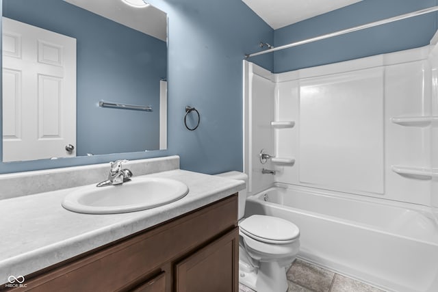 5465 Tanglewood Ln, Whitestown, IN 46075 - full bath with toilet,  shower combination, tile patterned flooring, and vanity