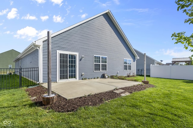 5465 Tanglewood Ln, Whitestown, IN 46075 - back of property with a yard, a fenced backyard, and a patio area