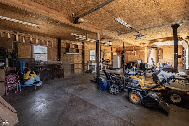 garage with a garage door opener