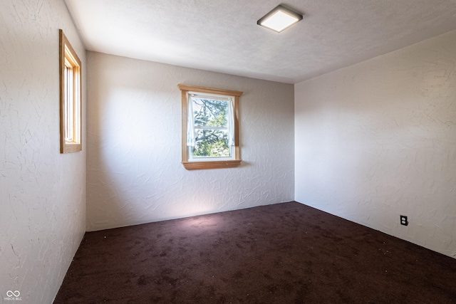 empty room with a textured wall and carpet