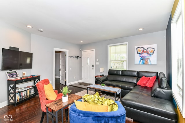 319 S Randolph St, Indianapolis, IN 46201 - living area featuring recessed lighting, baseboards, and wood finished floors
