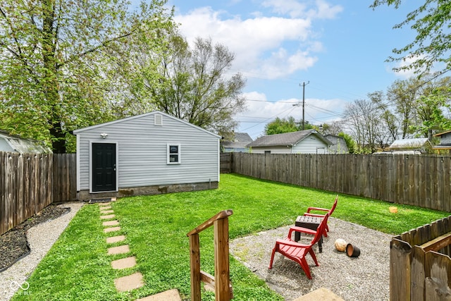 319 S Randolph St, Indianapolis, IN 46201 - view of yard featuring a fenced backyard and an outdoor structure