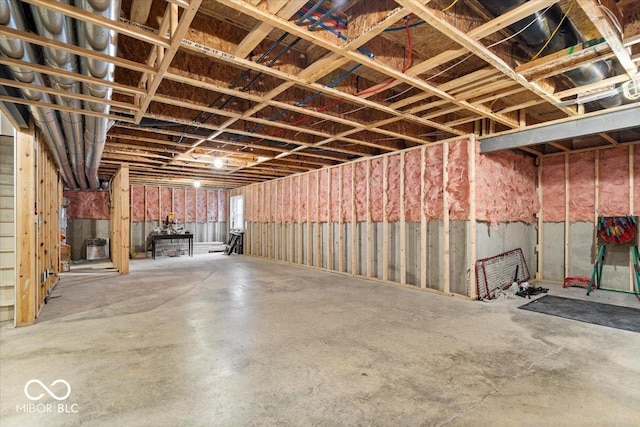 view of unfinished basement
