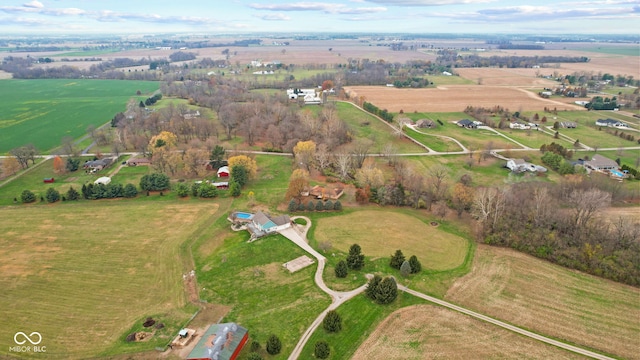 bird's eye view featuring a rural view