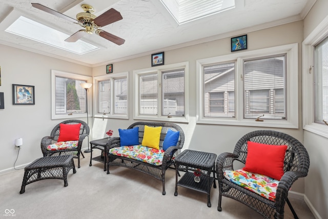 1030 Stratford Hall Unit 17-3, Indianapolis, IN 46260 - sunroom / solarium featuring a skylight, carpet, and baseboards