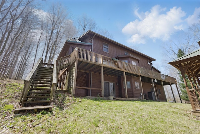 4840 N Templin Rd, Martinsville, IN 46151 - back of property featuring a yard, stairway, and a deck