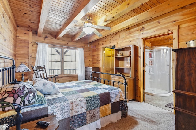 4840 N Templin Rd, Martinsville, IN 46151 - carpeted bedroom with wooden walls, wooden ceiling, and beam ceiling
