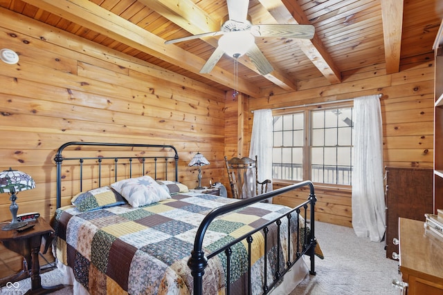4840 N Templin Rd, Martinsville, IN 46151 - carpeted bedroom featuring wooden walls, beam ceiling, and wood ceiling