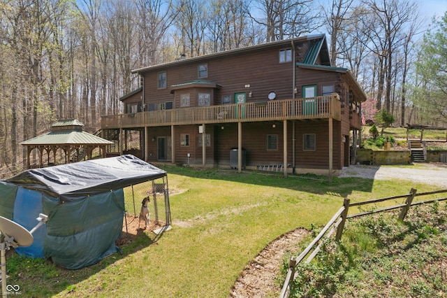 4840 N Templin Rd, Martinsville, IN 46151 - rear view of house with a lawn, a gazebo, and a deck