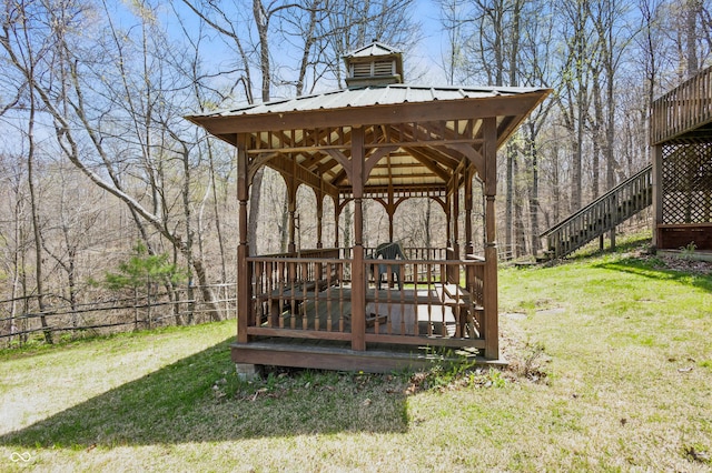 4840 N Templin Rd, Martinsville, IN 46151 - wooden terrace with a yard, a gazebo, and stairs