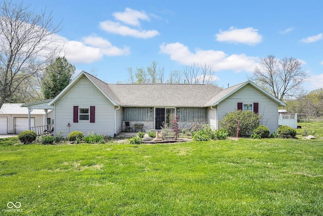 5780 S County Road 625 W, Reelsville, IN 46171 - ranch-style house with roof with shingles, stone siding, and a front yard