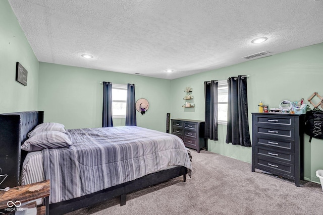 5780 S County Road 625 W, Reelsville, IN 46171 - bedroom featuring carpet, recessed lighting, a textured ceiling, and visible vents