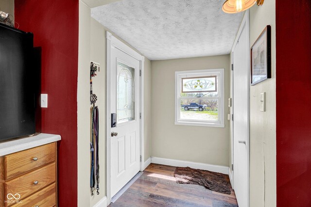5780 S County Road 625 W, Reelsville, IN 46171 - entrance foyer with baseboards, a textured ceiling, and wood finished floors