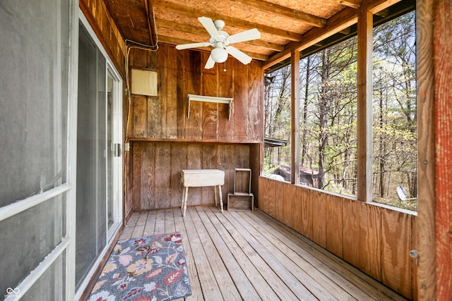 2513 Grandma Barnes Rd, Nashville, IN 47448 - unfurnished sunroom with ceiling fan