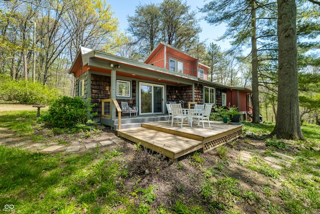 2513 Grandma Barnes Rd, Nashville, IN 47448 - back of property with a wooden deck