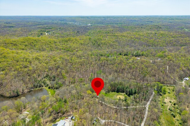 2513 Grandma Barnes Rd, Nashville, IN 47448 - bird's eye view with a water view and a forest view