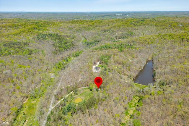 2513 Grandma Barnes Rd, Nashville, IN 47448 - aerial view with a water view and a wooded view